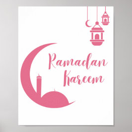 Stunning Ramadan Kareem Red Crescent & Lantern Wal Poster