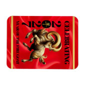 Stunning Red Gold Chinese Year of Fire Goat 2027 Magneet (Horizontaal)