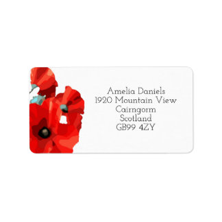 Stunning Red Poppy Return Address Etiket