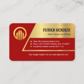 Stunning Red Trapezium Gold Layer Business Owner Visitekaartje (Voorkant)
