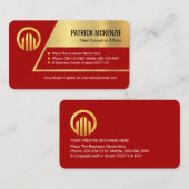 Stunning Red Trapezium Gold Layer Business Owner Visitekaartje (Voorkant / Achterkant)