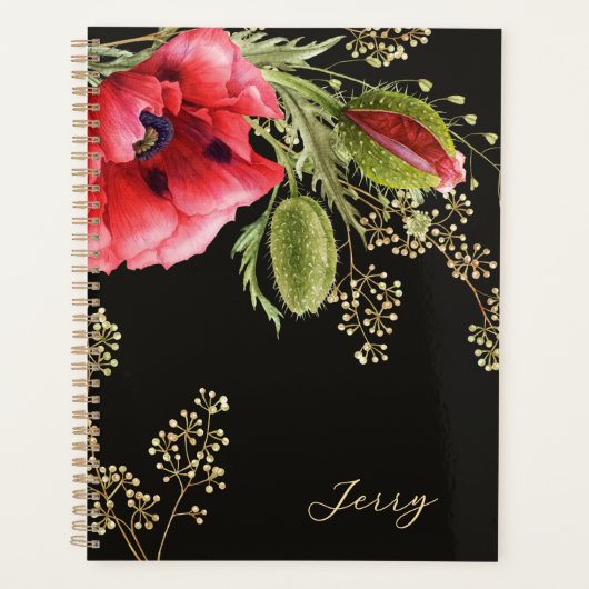 Stunning Red Watercolor Poppy Planner (Voorkant)