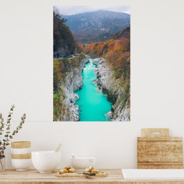 Stunning River Soča Napolen bridge, Slovenië Poster
