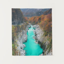 Stunning River Soča Napolen bridge, Slovenië Wandkleed
