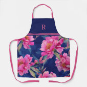 Stunning Roze Bloemige Bloei Monogram Schort (Voorkant)