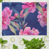 Stunning Roze Bloemige Bloei Monogram Theedoek (Gevouwen)