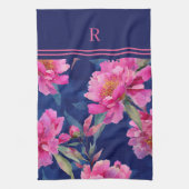 Stunning Roze Bloemige Bloei Monogram Theedoek (Verticaal)