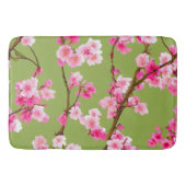 Stunning Roze Kersenbloesems op Chartreuse Groen Badmat (Voorkant)