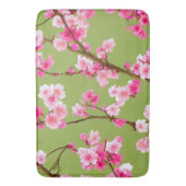 Stunning Roze Kersenbloesems op Chartreuse Groen Badmat (Voorkant Verticaal)