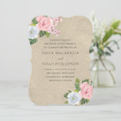 Stunning Roze Roze Bloemige Elegante Trouw Uitnodi Kaart (Staand voorkant)
