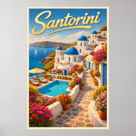 Stunning Santorini - Oude Reisposter Poster