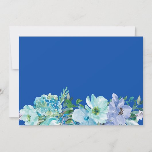 Stunning Sapphire Blue Bloemige Save The Date (Achterkant)