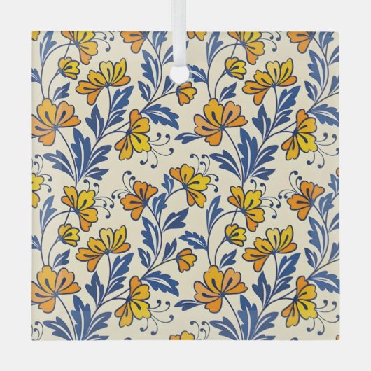 Stunning Seamless Pattern of Flowers and Leaves Glas Ornament (Voorkant)