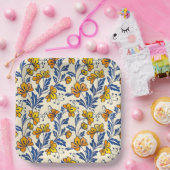 Stunning Seamless Pattern of Flowers and Leaves Papieren Bordje (Feest)