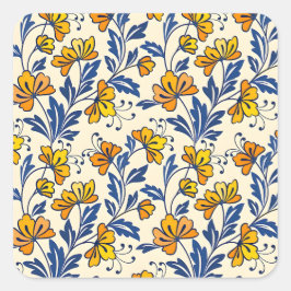 Stunning Seamless Pattern of Flowers and Leaves Vierkante Sticker