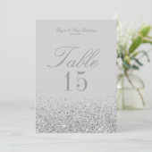 Stunning Sliver Glitter Bruiloft Tafel Nummer Kaar Kaart (Staand voorkant)