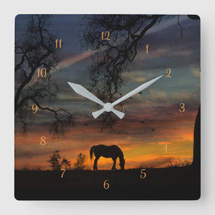 Stunning Southwestern Horse Clock Vierkante Klok