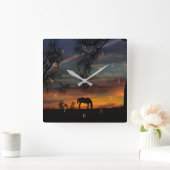 Stunning Southwestern Horse Clock Vierkante Klok (Huis)
