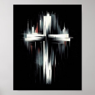 Stunning straatkunst grafische christelijke kruis poster