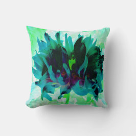 Stunning Teal and Black Cactus Dahlia Kussen