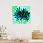 Stunning Teal and Black Cactus Dahlia Poster (Keuken)