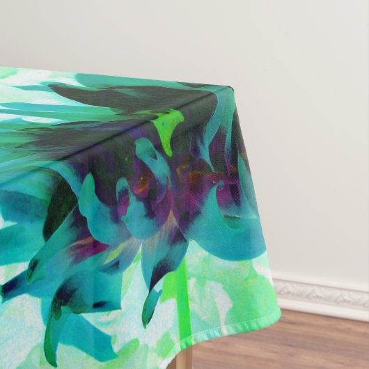 Stunning Teal and Black Cactus Dahlia Tafelkleed (Voorbeeld)