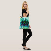 Stunning Teal and Black Cactus Dahlia Tote Bag (Op model)