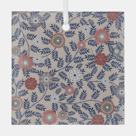 Stunning Teal and Magenta Foliage Pattern  Glas Ornament (Voorkant)