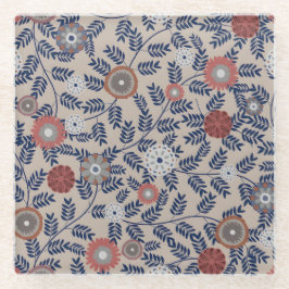 Stunning Teal and Magenta Foliage Pattern  Glazen Onderzetter