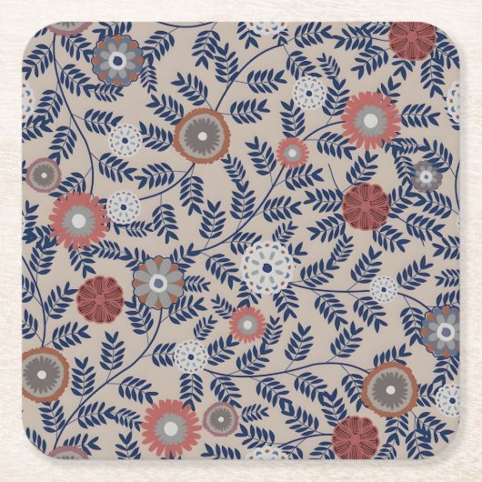 Stunning Teal and Magenta Foliage Pattern  Kartonnen Onderzetters (Voorkant)