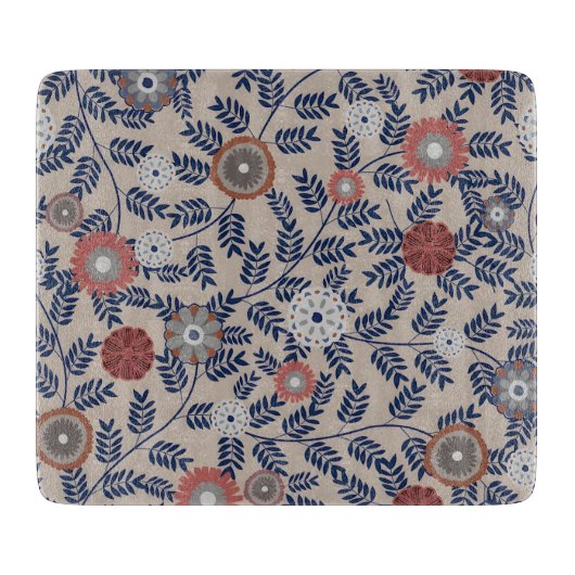 Stunning Teal and Magenta Foliage Pattern  Snijplank (Voorkant)