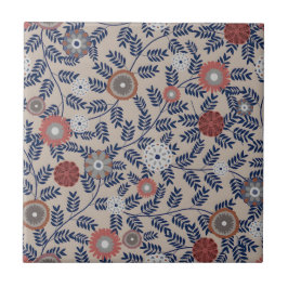 Stunning Teal and Magenta Foliage Pattern  Tegeltje