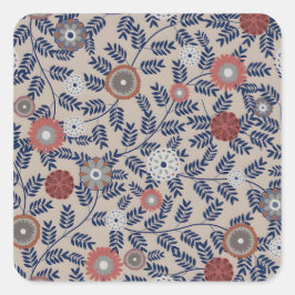 Stunning Teal and Magenta Foliage Pattern  Vierkante Sticker