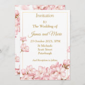 Stunning Trouw Uitnodiging, roze bloesem Kaart (Voorkant / Achterkant)