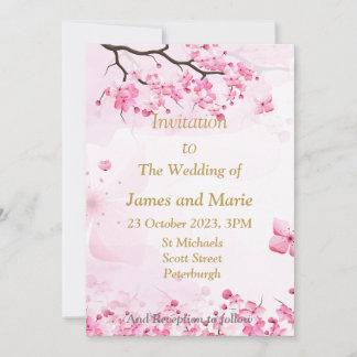 Stunning Trouw Uitnodiging, roze bloesem Kaart