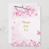 Stunning Trouw Uitnodiging, roze bloesem Kaart (Achterkant)