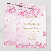 Stunning Trouw Uitnodiging, roze bloesem Kaart (Voorkant / Achterkant)