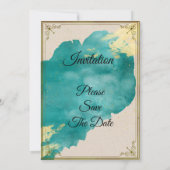 Stunning trouwkaart, groen, goud kaart (Achterkant)