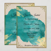 Stunning trouwkaart, groen, goud kaart (Voorkant / Achterkant)