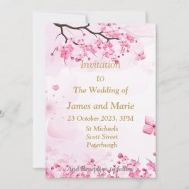 Stunning trouwkaart, roze bloesem kaart