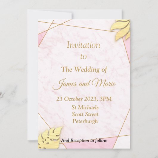 Stunning Trouwkaart, roze marmering Kaart (Voorkant)