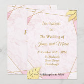 Stunning Trouwkaart, roze marmering Kaart (Voorkant / Achterkant)