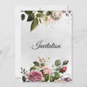 Stunning Trouwkaart, roze/witte bloemen Kaart (Achterkant)