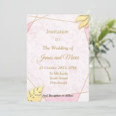 Stunning trouwuitnodiging, roze marmering kaart (Staand voorkant)