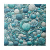 Stunning Underwater Shells Aquamarine Blue Mosaic  Tegeltje (Voorkant)