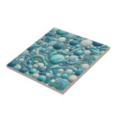 Stunning Underwater Shells Aquamarine Blue Mosaic  Tegeltje (Zijkant)