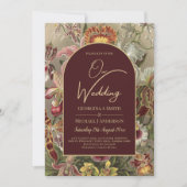 Stunning Vintage Botanische Bordeaux Bloemige Brui Kaart (Voorkant)