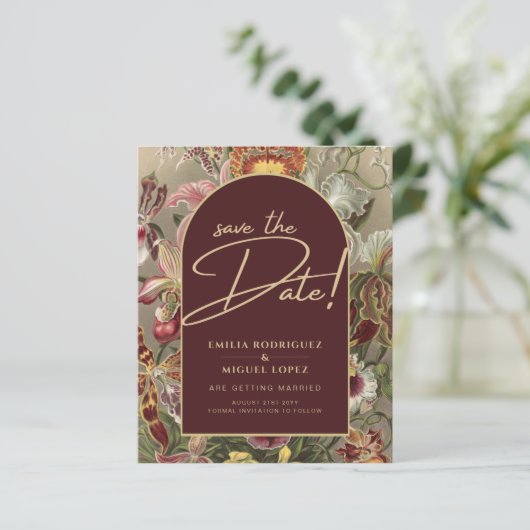 Stunning Vintage Botanische Burgundy Bloemen Bruil (Staand voorkant)