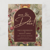 Stunning Vintage Botanische Burgundy Bloemen Bruil (Voorkant)