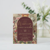 Stunning Vintage Botanische Burgundy Bloemen Bruil (Staand voorkant)